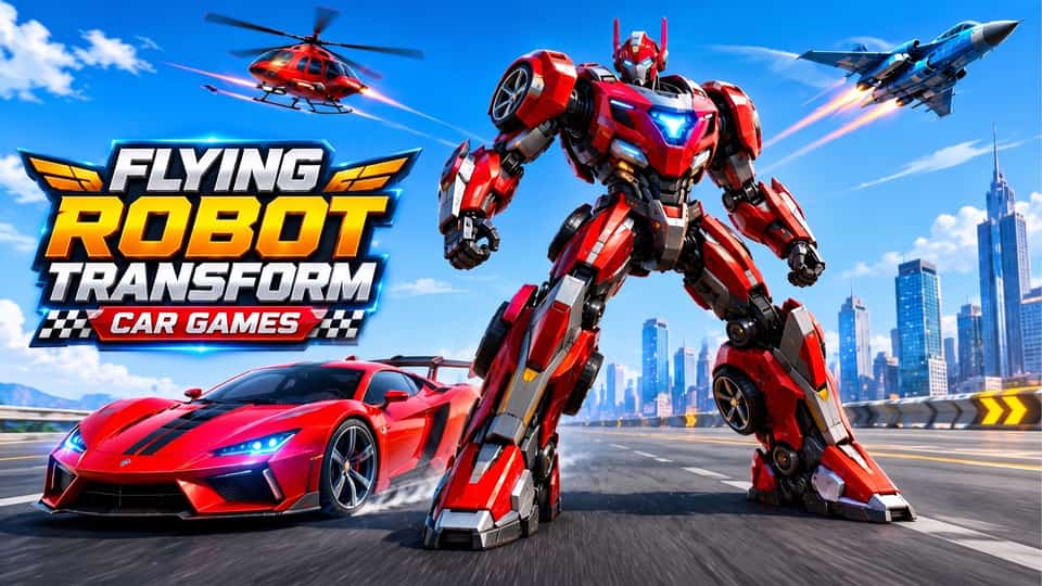 Flying Robot Transform Car Games gameplay