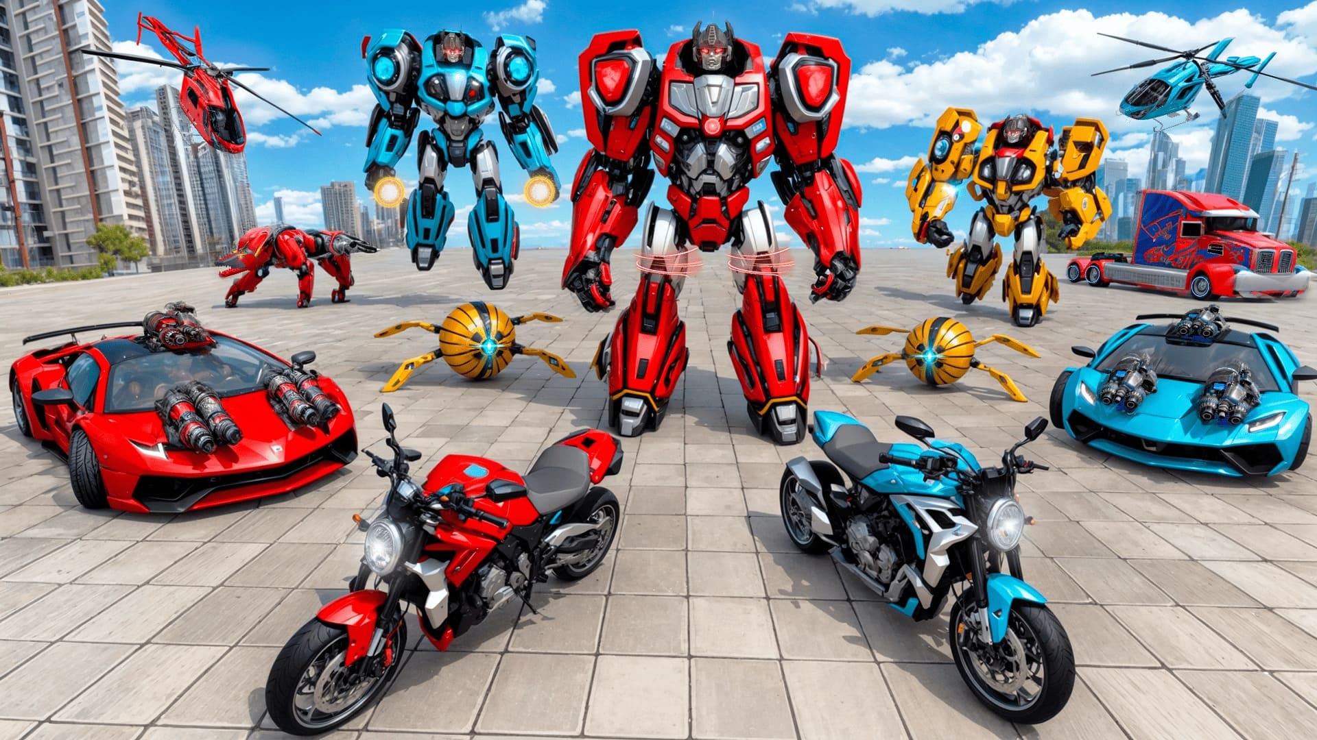 Screenshot 1 - gameplay of Flying Robot Transform Car Games
